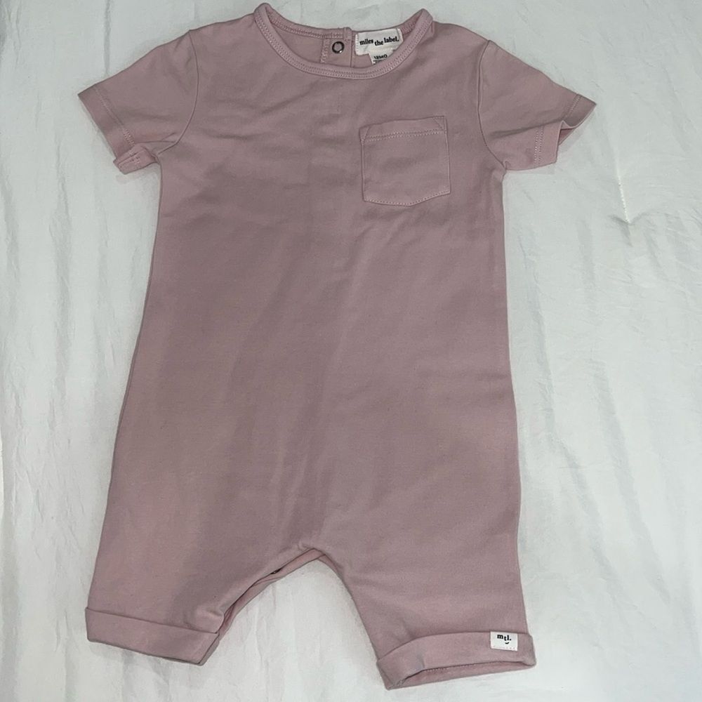 MILES THE LABEL BASIC CLOUDY PINK ROMPER 12M